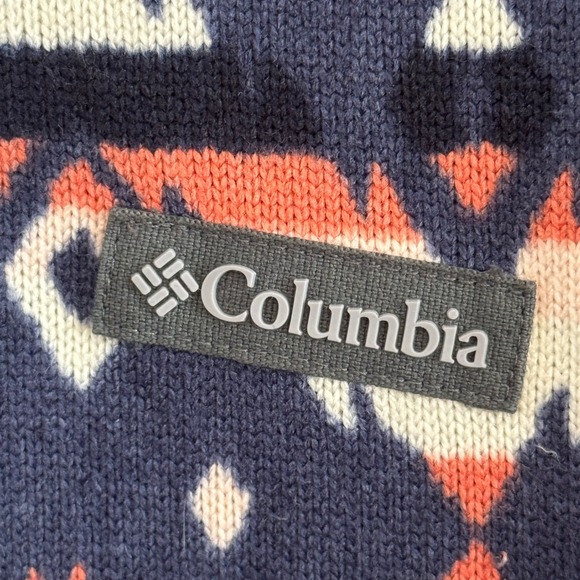 Columbia Indigo Printed Fleece Pullover Crewneck Sweatshirt Medium - Picture 5 of 6